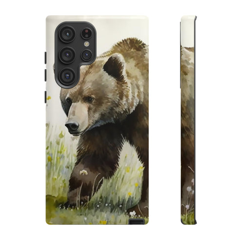 Grizzly Bear in a Field - Impact Resistant Phone Case Samsung Galaxy S22 Ultra Glossy
